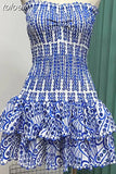 Off Shoulder Strapless Dresses For Women Sleeveless Embroidery Hollow Out Patchwork Ruffles Mini Dress Female
