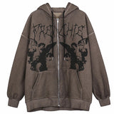 Angel Fairy Grunge Dark print Jacket Coat Women hip-hop streetwear Harajuku Anime hoodies coat zipper y2k E-girl