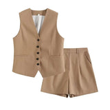 Women's Linen-Blend Vests In Spring And Summer 2025S + Shorts Sets Of Trendy