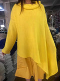 Long Sleeve Turtleneck Knit Pullover Loose Irregular