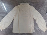 New Leisure Version Vertical Collar Lotus Leaf Trim Pendent Shirt 1214085001-Outfit