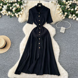 Inside Sweater Dress Women 2025 Winter Elastic Repair Slimming Famous Wind Single Buckle Knitted Long