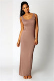 Tank Solid Summer Long Dress Sleeveless Elegant Female Thin Sexy Dress O-Neck Vest Slim Maxi Beach Simple Sheath