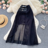 Sexy Irregular Hollow Out Women Skirts Summer Elegant High Waist Purple/White/Black/Blue Saias Female Vacation Beach Faldas
