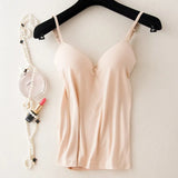 Padded Bra Spaghetti Strap V Neck Vest Cami Tank Tops Shirt