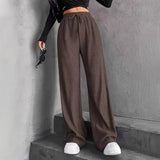Hanging Mop High-Waisted Trousers Loose Temperament Straight Women's Niche Design Solid Color