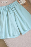 Women Cotton Linen Shorts Summer Solid All Match Loose Wide Leg Pants Korean Fashion Casual Female Y2K Shorts