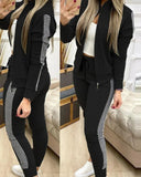 autumn multi-color two-piece casual women's suit with contrast color sports two-piece