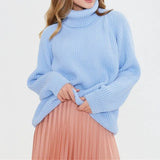 Wixra Women Basic Turtleneck Sweater Warm Thick Loose Pullovers Bright Color Jumper Hot Casual Tops 2021 Autumn
