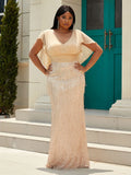 Size Sequin Cloak Sleeve V-Neck