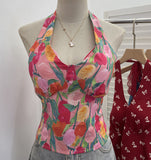 On-Tlap Sling Sling Sleeve Sleeveless Coat With Chest Pad Crumb Lace Hanging Back Sleeveless Top
