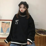 Women Thicker Plus Velvet Solid Striped Printed Oversize Loose Turtleneck Full Sleeve Womens Hoodie Leisure Korean