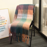 Winter Color Block Thickened Scarf Shawl Female Korean Style Versatile Four Color Gradient Tie Dye