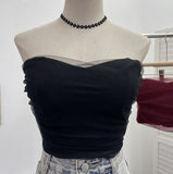 Babes Light Yarn Splicing Braless Sleeveless Top With Short Corset Corset Umbilized Bra Vest