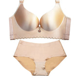 Plus Size Bra Set Wire Free Unlined Bra and Briefs Set 40 42 44 46 48 Large Cup Lingerie Set Underwear