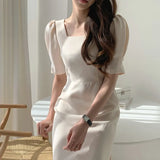 South Korea chic cultivate one's morality show thin square collar leakage clavicle restoring ancient ways collect waist