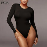 O Neck Long Sleeve Solid White Sexy Bodysuit Women Black Autumn Winter Body Top Gray Casual Lady Streetwear