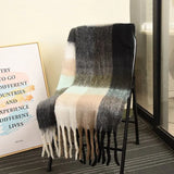 Winter Color Block Thickened Scarf Shawl Female Korean Style Versatile Four Color Gradient Tie Dye