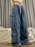 Punk Blue Wash Baggy Cargo Jeans-Outfit