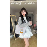 Gray Round Collar Small Fragrant Knitted Top Woman 2025 Spring Small Man Super Fire Single Special Coat