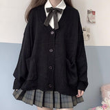 Cardigan Women Solid Harajuku Lazy Sweaters Preppy Sweet Style Girl Cute Knitwear All-match Soft Basic Knitted Sweater