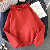 Solid Hoodies Autumn Harajuku Long Sleeve Hooded Female Sweatshirt Winter Pocket Oversized Basic Hoody Sudaderas Tops