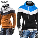 Men Color Block Patchwork Hooded Long Sleeve Pullover Hoodie Sweatshirt Autumn And Winter Fashion Men's