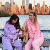 2021 Pure Cotton Thin Spring and Autumn Fabric Hooded Sweatshirts Hoodies Track Pants Women Clothes Tracksuits Two Piece