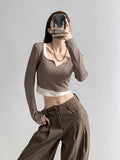 Sleeve Elegant Girl T Shirt Thin Slim Y2k Crop Tops Women Korean Fashion Clothing Elegant Blouse Office Lady 2022