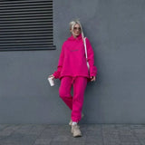 Pants Set Autumn Winter 2 Piece Sets Womens Outfits Tracksuit Y2k Tops Hoodies Straight Long Print Letter Loose 2023-Outfit