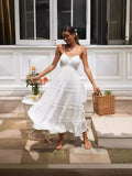 New Women's Bohemian Sling Dress Lace Splicing Big