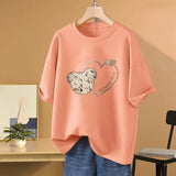100 Cotton L-5XL Plus Size T Shirt Cartoon Print Tshirt Short Sleeve Women's Top Summer Kawaii Couple O Neck T