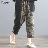 Women's Suits Cotton Oversized Camouflage Clothing Suit Summer Loose Short Sleeve Hoodies Casual Nine-point Pants Two Piece