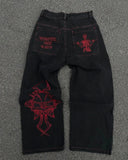 Baggy Jeans Hip-Hop Street Clothing Vintage Harajuku High-Waist Wide-Leg Jeans-Outfit