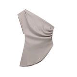 Asymmetric T-shirt New Women's Fashion Trend Spicy Girl Celebrity Temperament Off Shoulder Top-Outfit