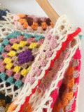 BOHO Colored Plaid Flower Hand Crochet Hooded Cardigan Ethnic Woman Open Stitching Full Sleeve Sweater Beach Short Jumper-Outfit