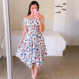 Ebay Dress Word Shoulder Irregular Shoulder Digital Print Long
