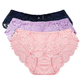 3pcs/Pack! Mid Waist Lace Panties Women Plus Size Ultra Thin Briefs XL to XXXXL Solid Underwear