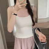 Color Sexy Suspenders Vest Girls Summer 2024 New Slim, Slim, Spicy Girls Wear Short Tops With Inner Tops-Outfit