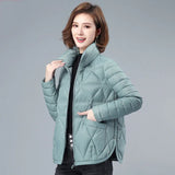 Winter Women Lightweight Down Cotton Jacket 2021 New Solid Stand Collar Short Jacket Plus Size Female Cotton Padded