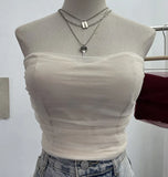 Babes Light Yarn Splicing Braless Sleeveless Top With Short Corset Corset Umbilized Bra Vest