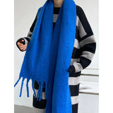 Mohair Thick Scarf Female Autumn And Winter Warm Double-sided Korean Version Of The Wild Long Collar