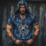 Men's Short-Sleeved Loose Casual Hoodie 3D National Style Digital Printing Short