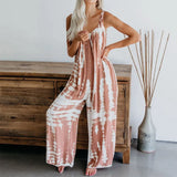 Summer Female Jumpsuit Body Overalls For Women Sleeveless Tie-dye Beach Boho Casual Jumpsuit Homewear Beach
