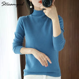 Pullover Women Vintage Sweater Spring Winter Half Turtleneck Woman Sweaters Retro Green Warm Knitted Women