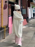 Winter Sweater Coats with Hooded Women Pure Color Y2k Clothing Korean Fashion Outwear Elegant Knitted Cardigan Female