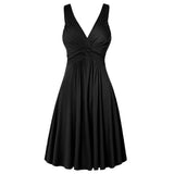 Suspension V-Neck Commuting Mid-Rise Mid-Rise Dress Solid-Colored