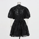 Vintage Design Temperament Dress 2025 Spring And Summer New Women's Single Buckle Printing With Short-Sleeved
