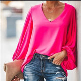 Lantern Sleeve V Neck Solid Women Blouse Lace Patchwork Oversize Female Blouses 2021 Spring Casual Ladies Top