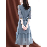Dress Women's Summer Dress 2023 New High-End Embroidery Design Waist Thin French Style Skirt-Outfit